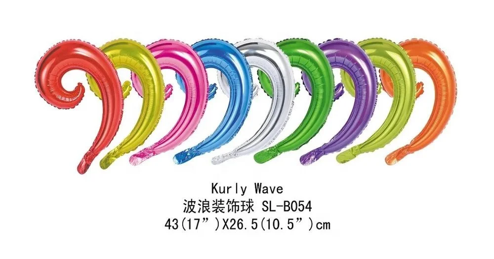 multi color  43cm49cm  latex free helium party balloons foil Spiral wavy kurly foil balloons