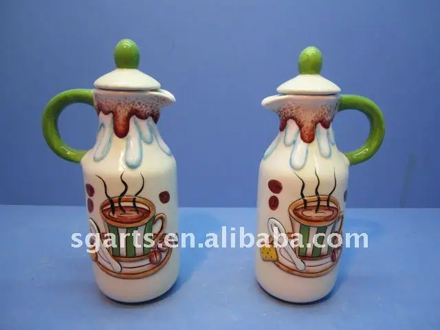 ceramic oil and vinegar set w/coffee design