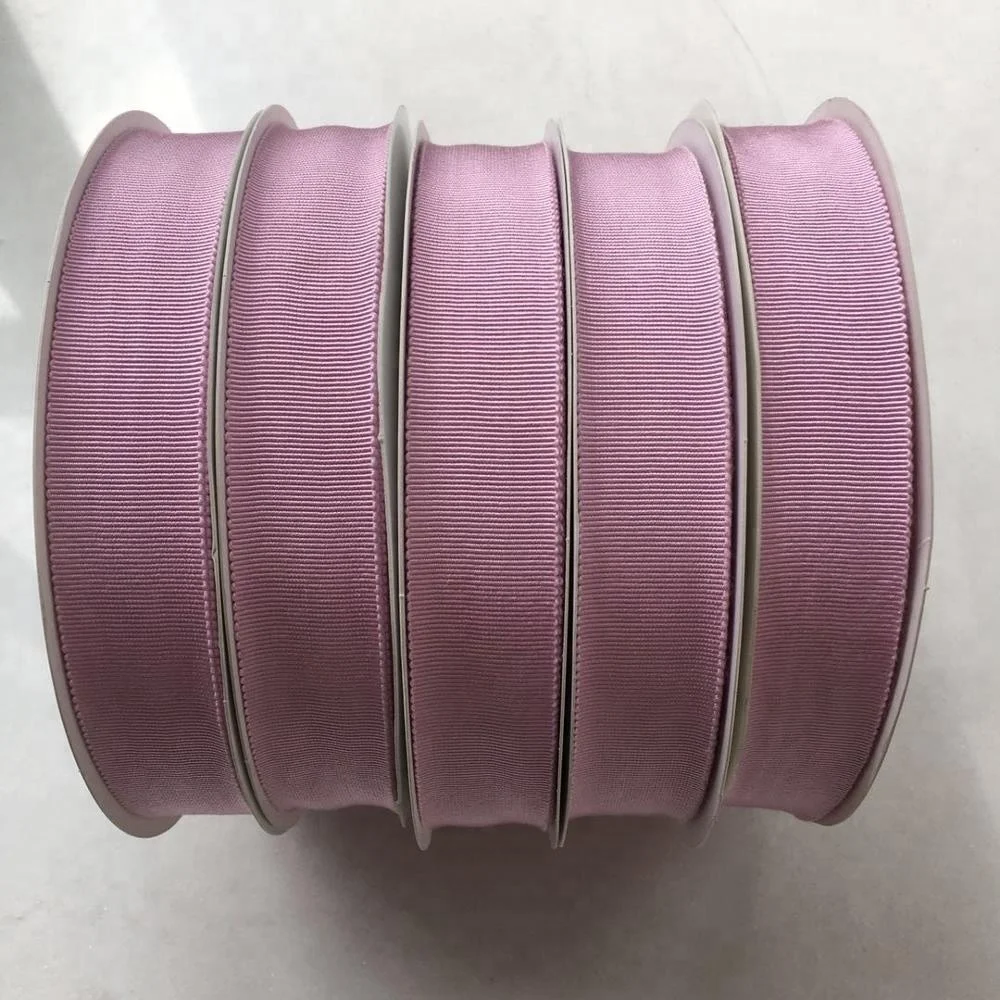 Manufacture wholesale  1 inch pink color Soft Grosgrain Rayon Cotton Viscose Ribbon for Hat and garment and gift wrapping
