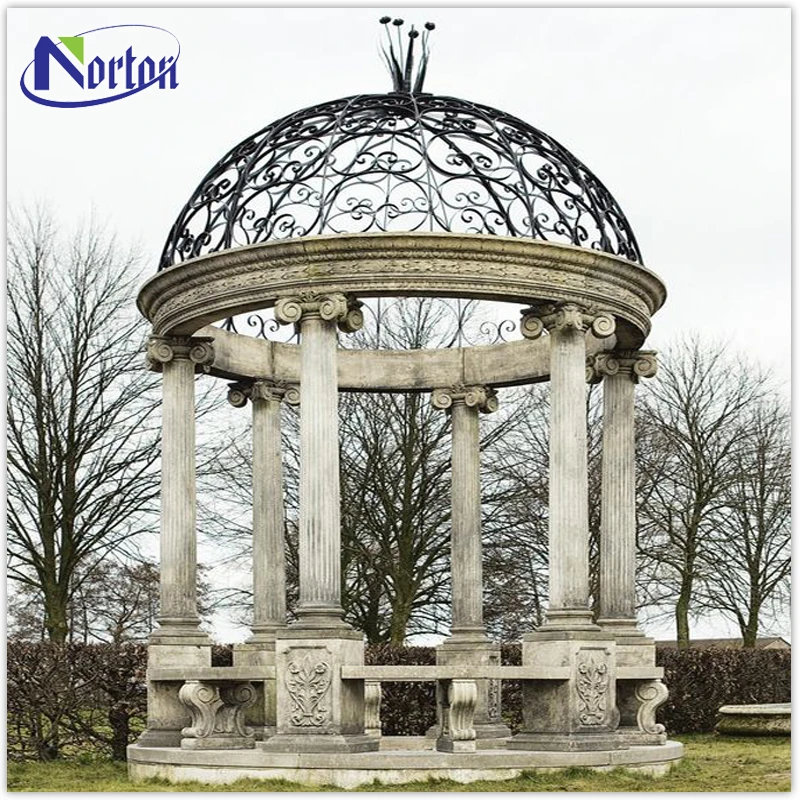 Modern Outdoor Garden Decor Custom-Size Sandstone Gazebo Pavilion Beautiful Natural Stone for Hotel NTWP-018Y for Sale