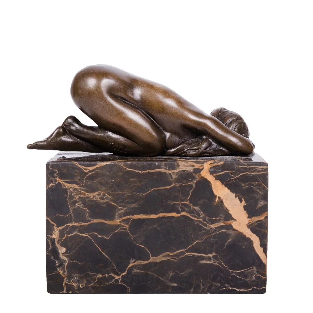 
SHTONE Indoor Art TPE-868 Small Sleepy Female Sculpture Nude Women Brass Statue 