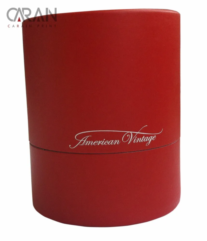 
High quality red cardboard gift crystal packing red paper round tube with eva insert 
