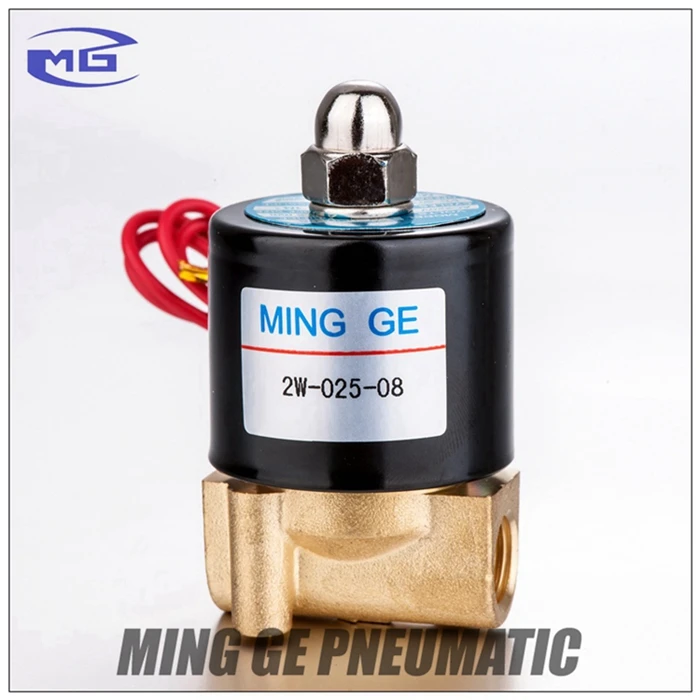 2W025-08 1/4 дюймов, нормально закрытый Латунный Водяной Соленоидный клапан постоянного тока 12 В 24 В переменного тока 220 В, Электрический 2/2 электромагнитный клапан прямого действия