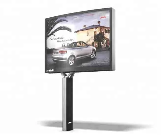 Уличный рекламный щит большого размера с металлической структурой
