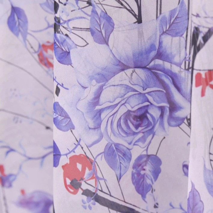 14mm 100% silk  digital print satin organza silk fabric