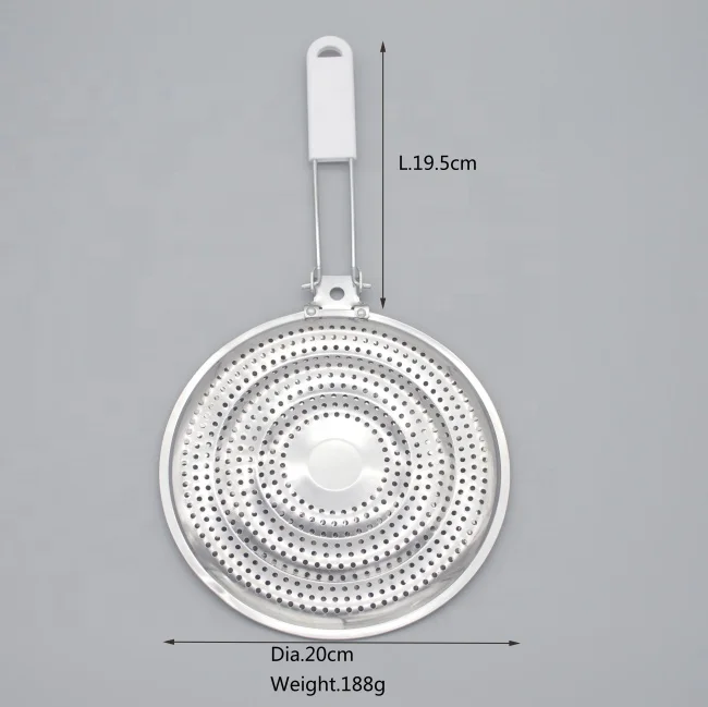 Food Grade Reusable 410#Stainless Steel Heat Diffuser Flame Guard Simmer Plate Gas Stove Tool with Plastic Handle