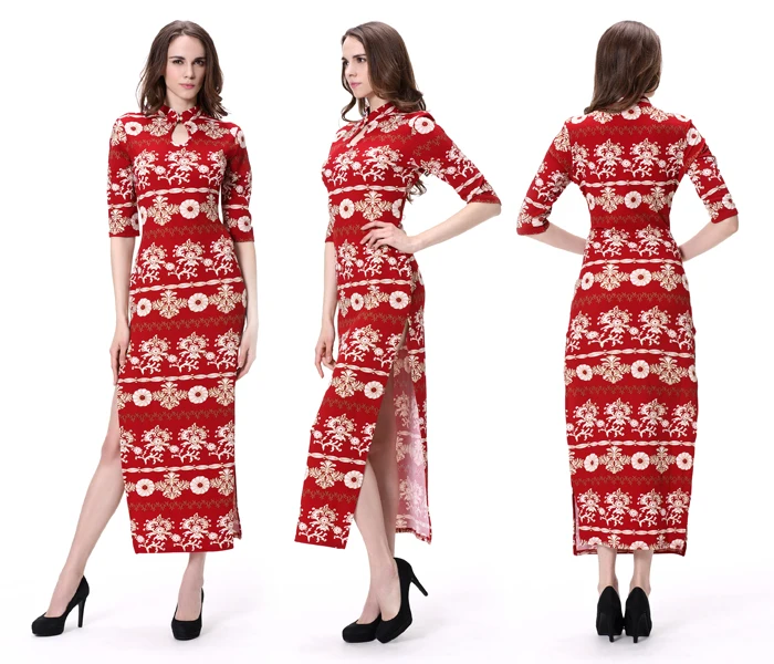 Split Open Leg Ladies Traditional Chinese Dress Qipao
