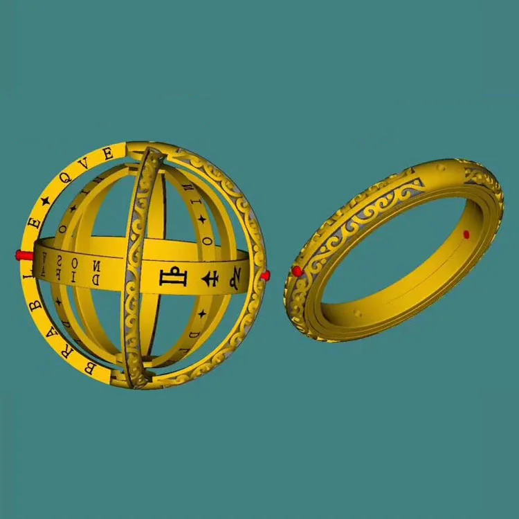 
New Design Foldable Cosmic Couple Finger Ring Astronomical Sphere Ball Ring Brass Jewelry Pendant 