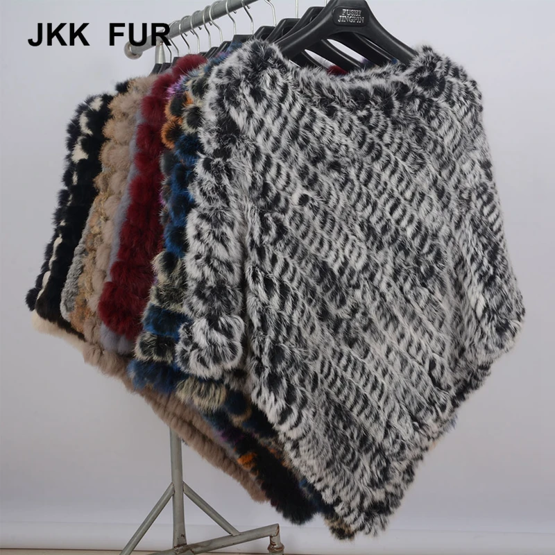 10 Colors Lady Fur Poncho Real Rabbit Fur Shawl Women New Fashion Cape