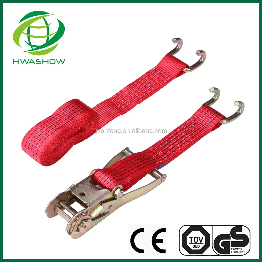 EN12195-2 50mm LC 2500 daN J Hook Cargo Polyester webbing Tie Down straps