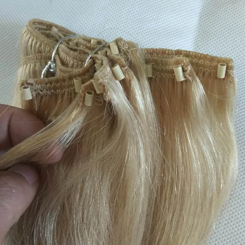 Наращивание волос в форме тюбика 100% человеческие волосы на ленте с бусинами светлый цвет одношаговая