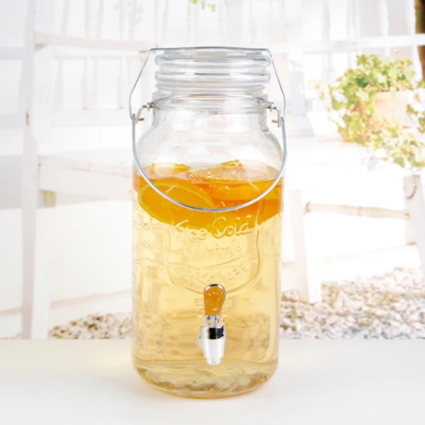 Mintao 128OZ Glass Material Beverage Dispenser with Tap and air tight, Drinking Dispenser