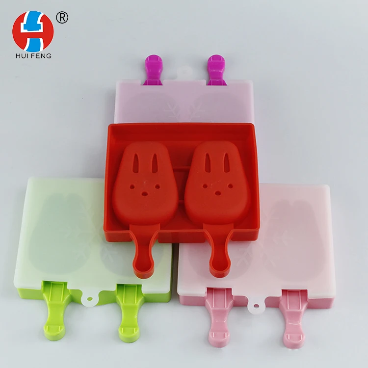 
Wholesale OEM Manufacturer Rabbit Ice Cream Cartoon Silicone Popsicle Mould Children Creative Ice Lattice 