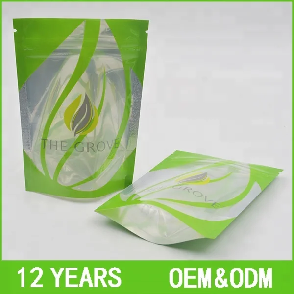 
With Ziplock And Tear Notch Top High Quality Food Grade Clear Front Foil Back Pouches Bags 