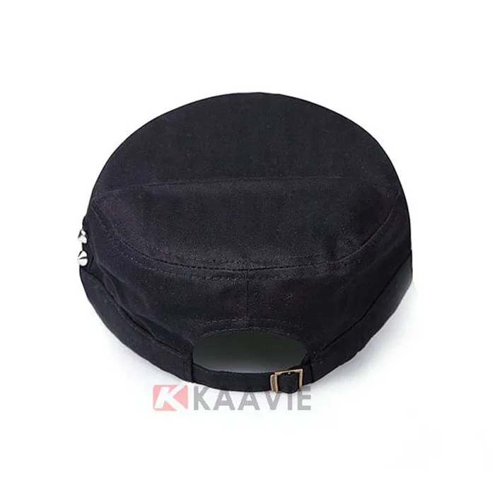 Bead canvas train conductor studded patrol flat top cap