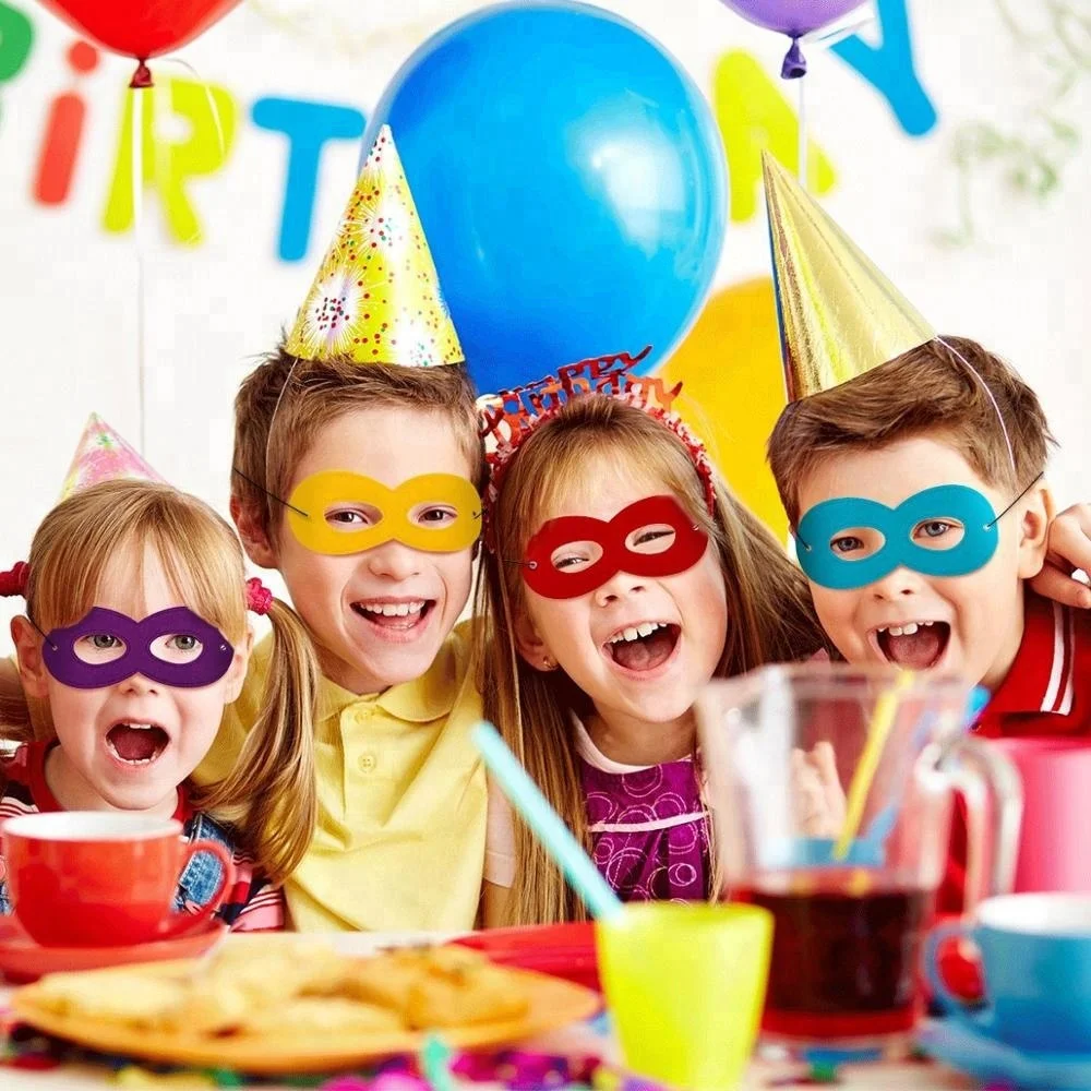 Custom High Quality Colorful Party Favors Dress Up Felt Cosplay Mask with Elastic Band for Kids