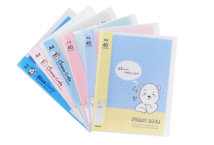 40 Pockets Information Booklet A4 Cartoon File Folder Kawaii Like Gift COLOR RANDOM 1pcs/package Expanding File Folder