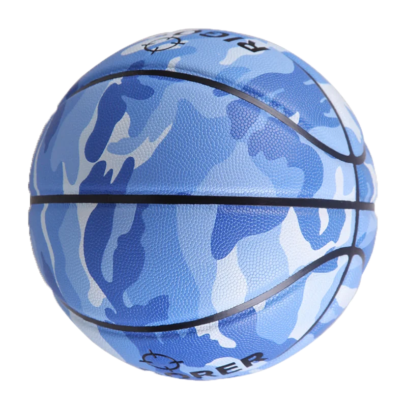 Size 7 Rubber Bladder Training 8 panels blue Basketball for apparel promotion