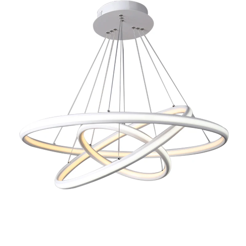 Modern suspended adjustable  light fixture  tri-ring  acrylic  LED Circle restaurant hanging light