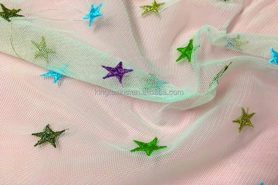 
rainbow mesh fabric for clothing Tulle mesh for kids wear printing tulle mesh fabric 