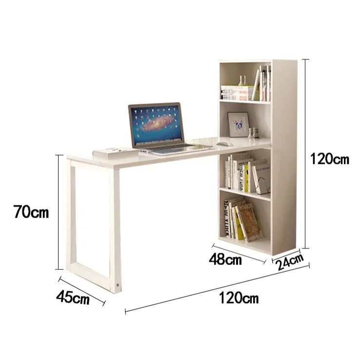 Modern Computer Desk with Bookcase Brief Writing Table Design