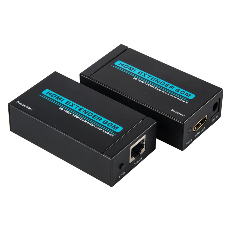 HDMI DVI балун Extender над Cat 5e/6 Ethernet преобразователя 1080 P к 196ft 60 м