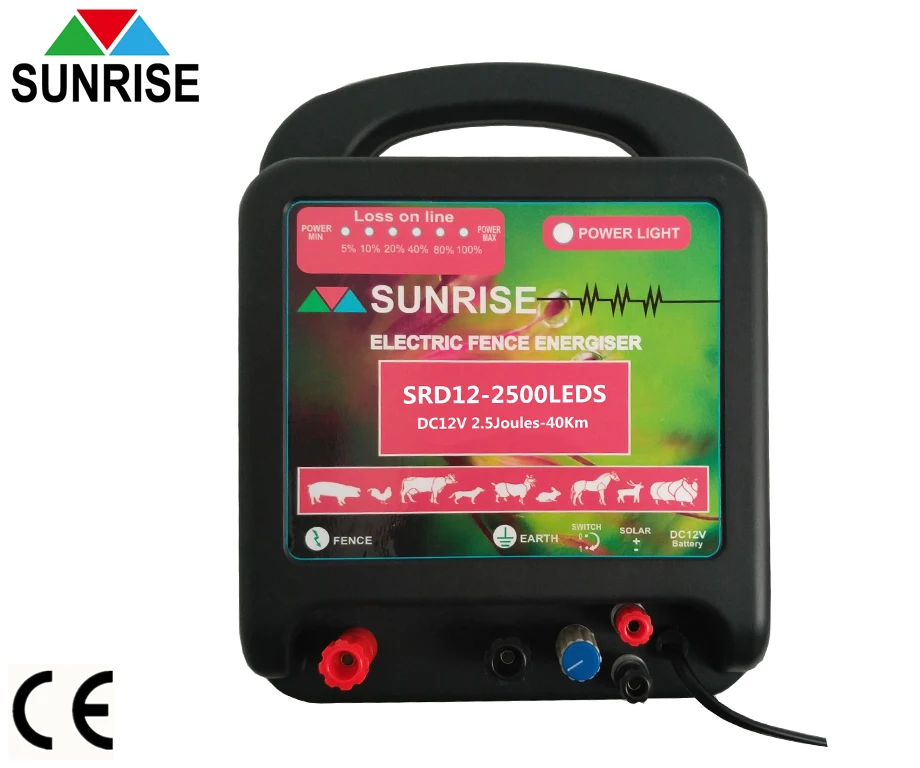 
PV protection Solar & battery electric fence energizer electric fencer 12 v battery fence energizer 