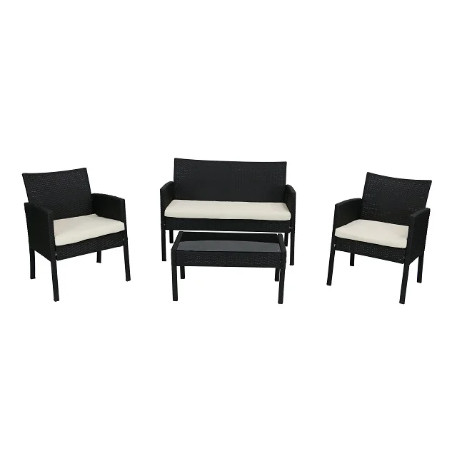 Best Seller Cheap 4pcs Rattan Garden Sofa Set Wicker Resin Outdoor Furniture