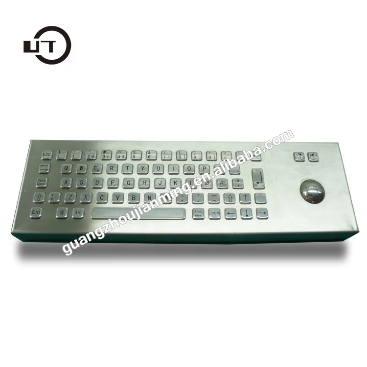 Metal Vandal Resistance Backlit Kiosk Keyboard Waterproof and Dustproof Stainless Steel with Touchpad and Trackball Metal Keybo
