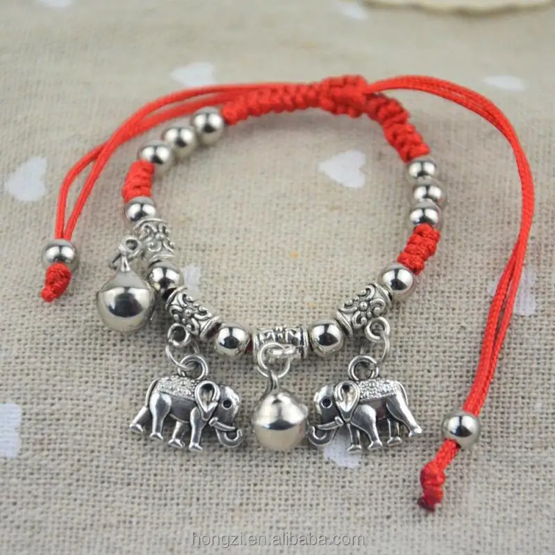 Fashion Jewelry Thin Red Thread String Rope Charm Bracelets Angel Wing Elephant Bangles for Women