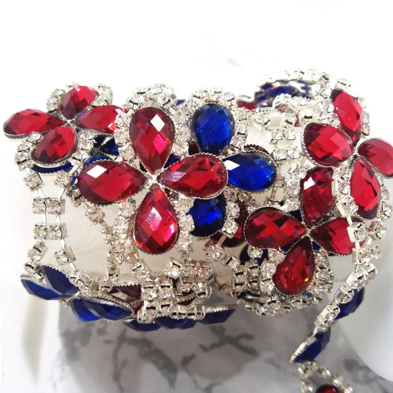 Elegant Flower Crystal Glass Rhinestone Trimming Chain for Decorative