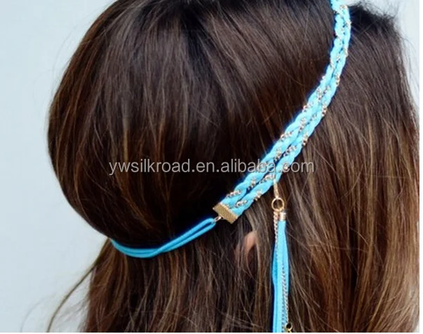 New Fashion Bohemia Style Weaving Feather Tassel Hair Band Hippie Women Headwear Hairband