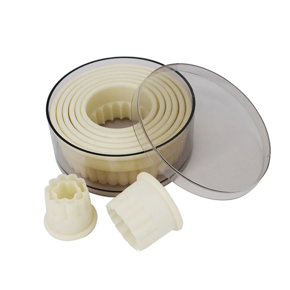 
Plastic Cookie Cutter Set 9 Pieces Nylon Cutter Round Shape With Sawtooth Edge Biscuit Cutter Set 