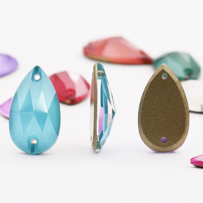 Factory Sale K9 Glass Teardrop Flat Back Sew on Stone for Clothing Decoration