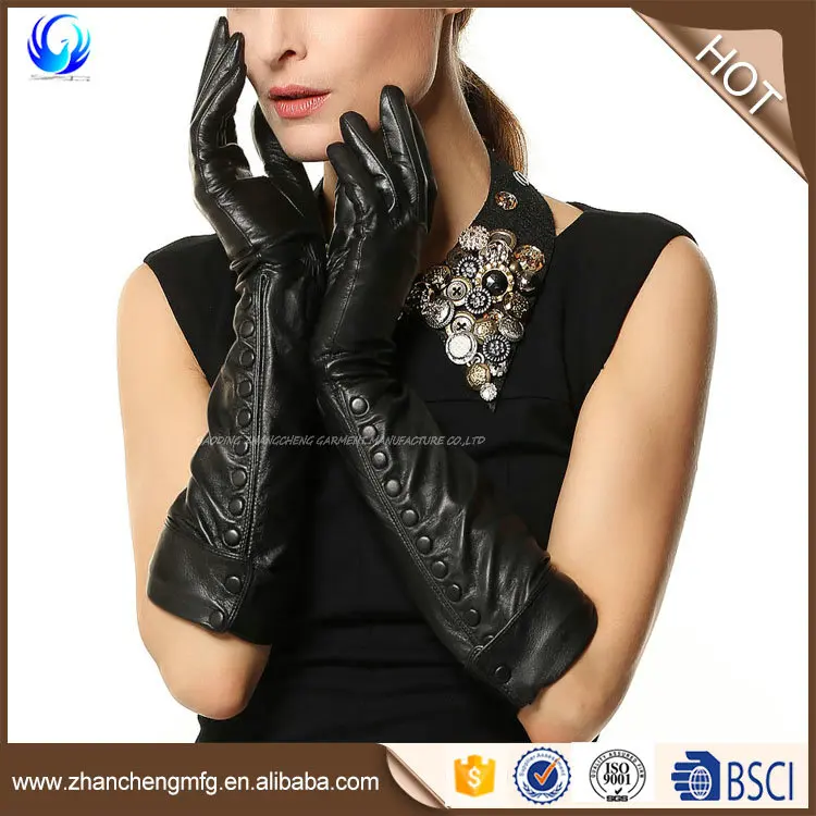 Fashion long leather gloves with nails made in China