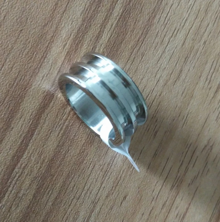 Wholesale 8mm high polish double channel two grooves Stainless Steel mens ring blanks
