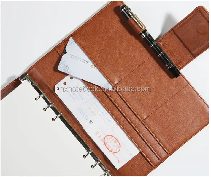 
six loose leaf custom made businesskraft notebook Gold foil logo journal manufacturer 