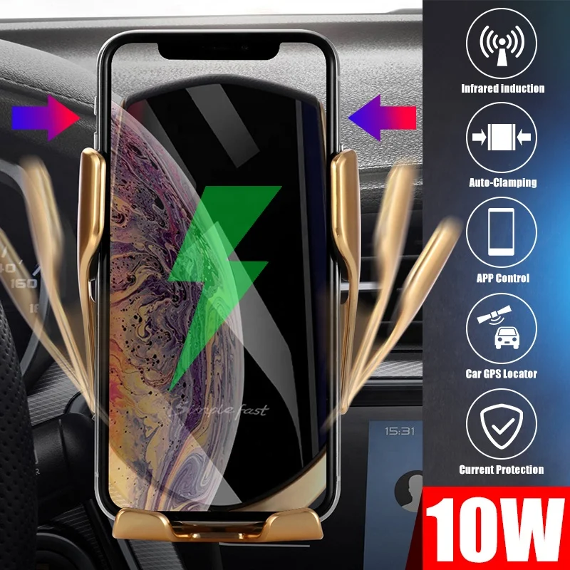 
New Car Mount R1 s5 touch Smart Wireless Car Charger Mount Auto Clamping Car Charger Holder 10W Fast Charging 