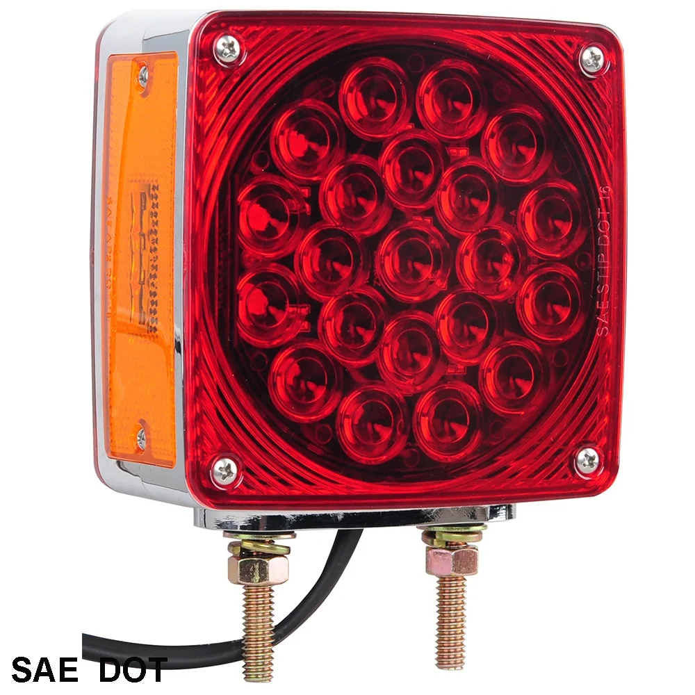 LED Square Dual Face Park & Turn Light W/ Side Marker, Pedestal Mount 12 volt square led lights