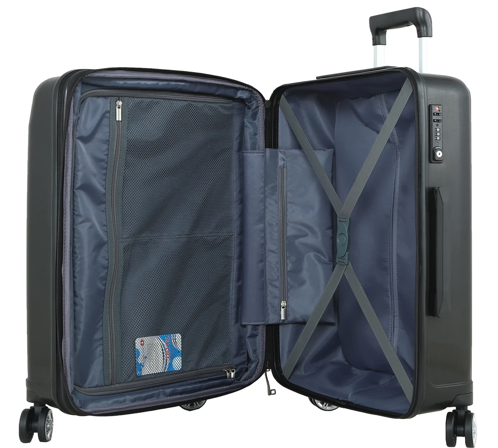 
Travel suitcase Set Black PP Trolley Luggage Unbreakable maletas Carry On 8 wheels valise de voyage 