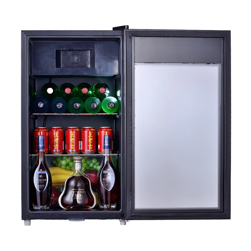 90L transparent glass door electronic display mini bar wine cooler beverage fridge