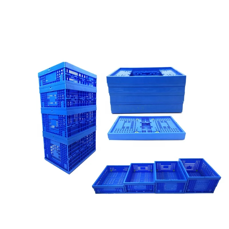 Plastic collapsible packing crate food containers folding crate plastic storage box for vegetable and fruits