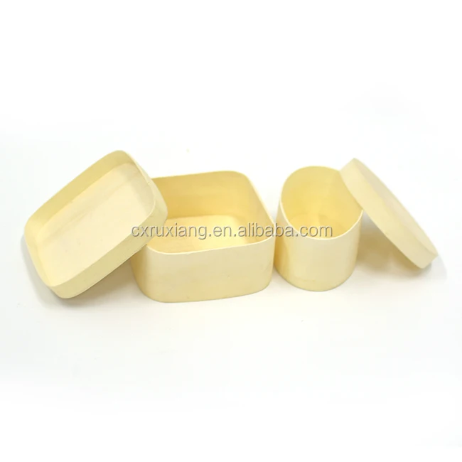 Square shape wooden round cheese gift storage organizer box with cover