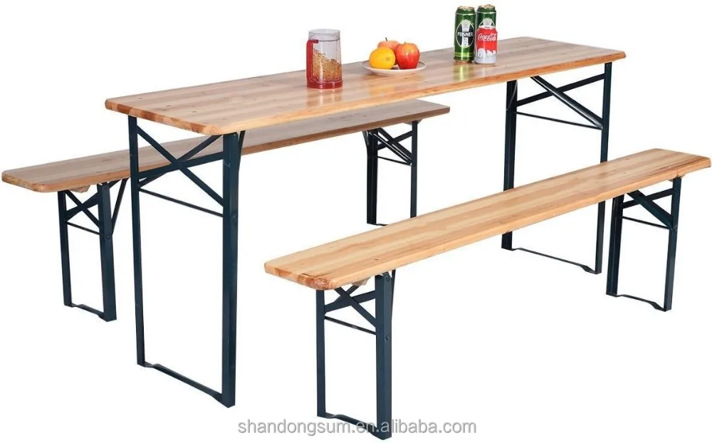 Wooden Folding Beer Table Bench Set Trestle