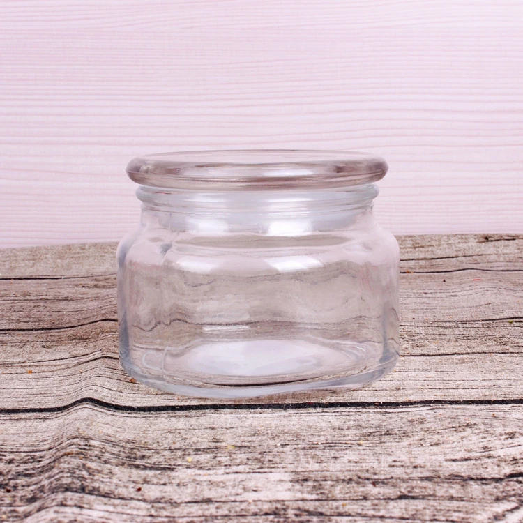300ml 500ml 700ml glass crystal candle holder empty candle jars with glass flat lid