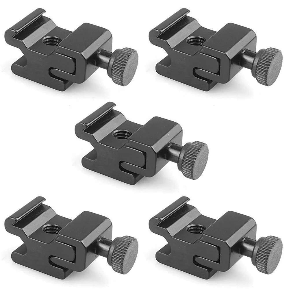 Black Metal Cold Shoe Flash Stand Adapter Mount with 1/4-inch -20 Tripod Screw