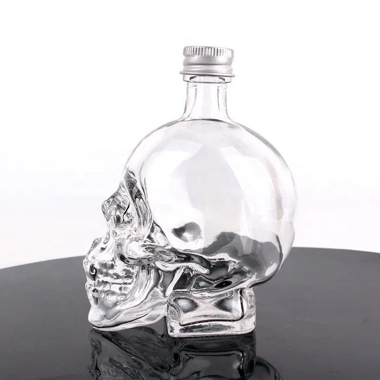 
110ml crystal skull clear glass bottle with screw lid for wine bottle 