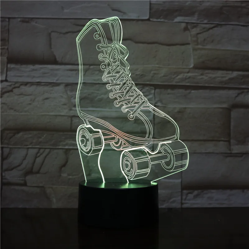 Roller Skates Tricolor 3D Illusion Lamp Kids Children Toys Three Colors LED Night Light With Touch Switch