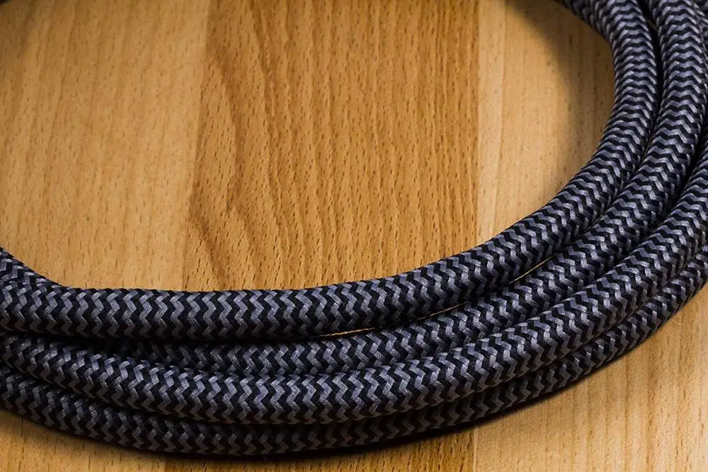 
3 Outlet Fabric Braided Extension Cord With Surge Protector, 3 Prong Flat Plug, ETL Listed 12FT Power Cord 