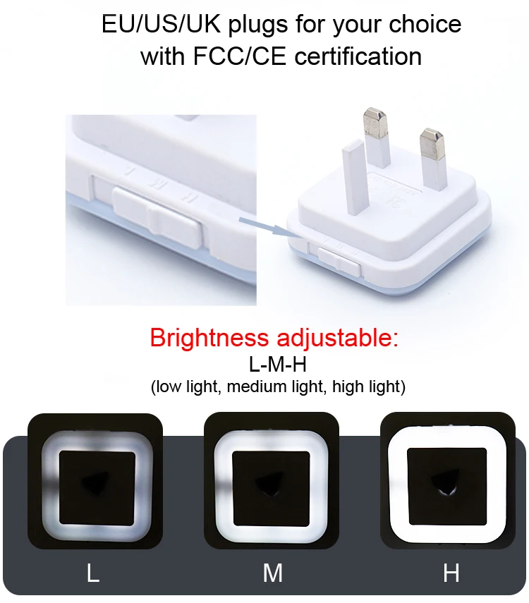 Light sensor Plug in  Small night lights Brightness dimmable night light wall plug